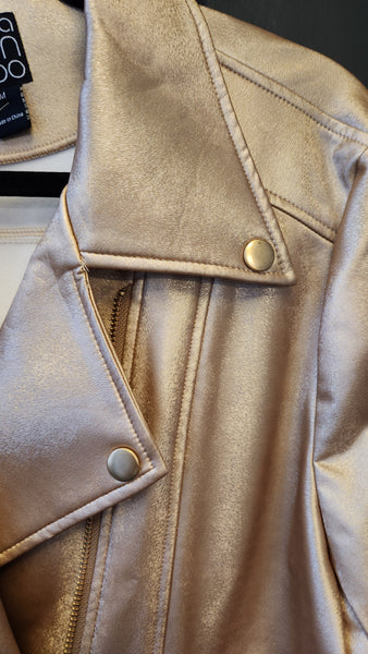 Clara Sun Woo Faux Gold Motorcycle Jacket