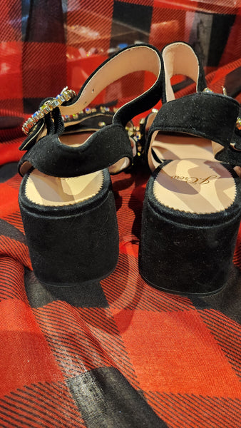 J CREW Suede Sandals Jewel Embellished