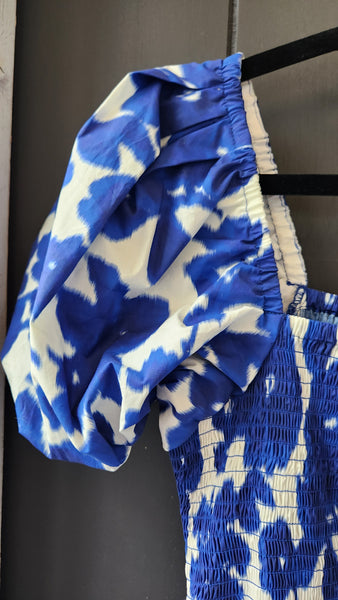 Tuckernuck Blue and White Floral Smocked Maxi Dress