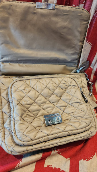 Mz Wallace Quilted Taupe colored Purse