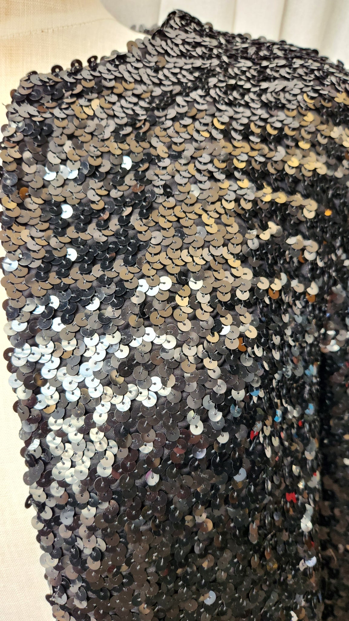 Long Sleeve Helene Sidel Black Sequined Bolero Jacket