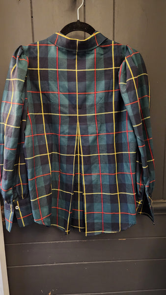 Gretchen Scott Long Sleeve Green Plaid Top