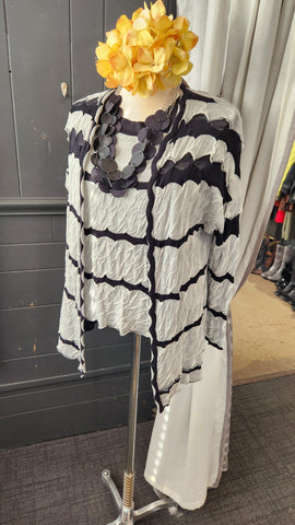 Yeohlee Black and White Crinkle Cardigan