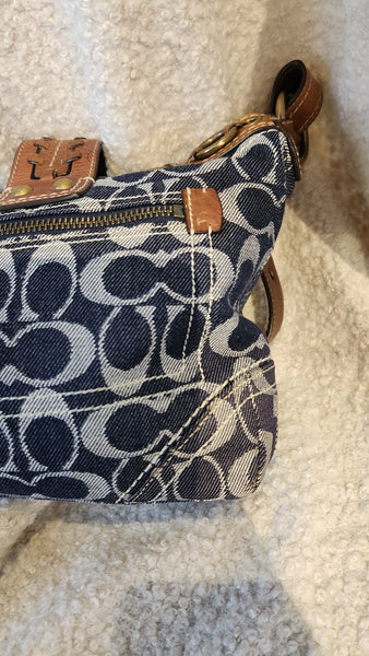 Coach Limited Edition Vachetta Vintage Denim and Brown Leather Purse