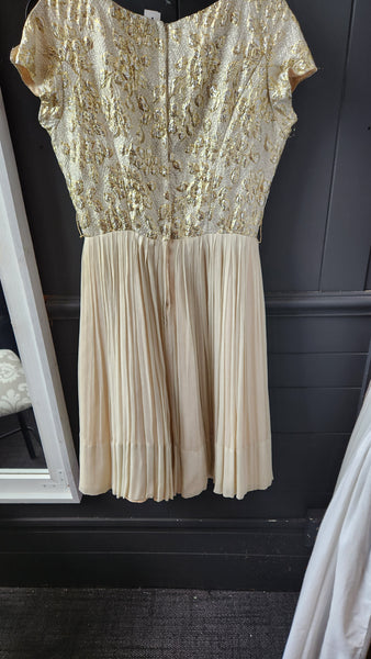 Elinor Gay Vintage Gold and Cream Cocktail Dress