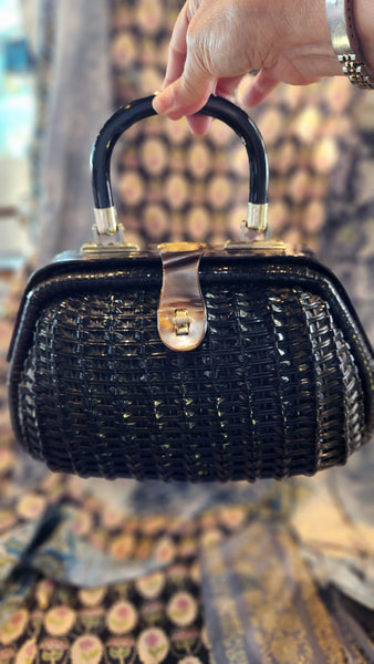 Vintage Black Wicker Purse