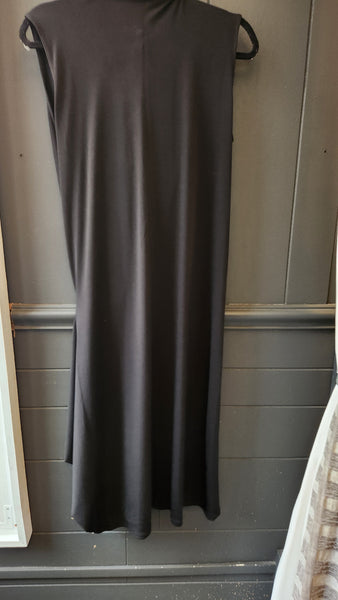 Kozan Sleeveless Faux Wrap Black Knit Dress