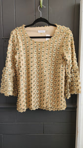 Calvin Klein 3/4 bell sleeve Gold Medallions Top