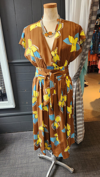 No. 6 Store Brown Silk Wrap dress