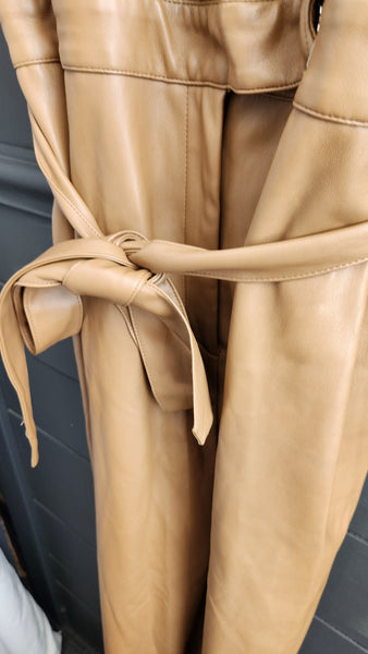 INC Faux Leather Tan Jumpsuit