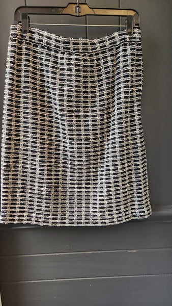 St. John Black and White Check Knit Skirt