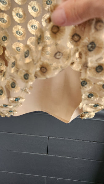Calvin Klein 3/4 bell sleeve Gold Medallions Top