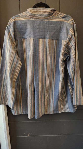 Yasuko Kurisaka Handwoven Blue Stripe Blazer Top