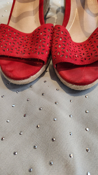 Vionic Red Suede Espadrille Wedge