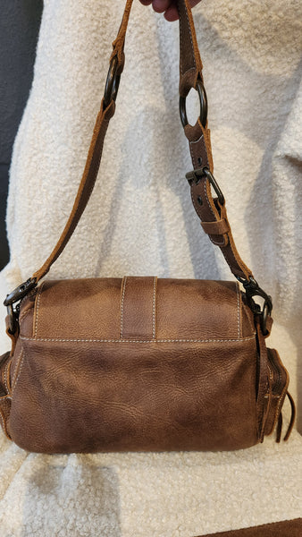Roots Saddlebag Purse in Light Brown Leather