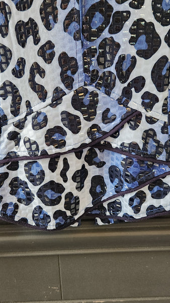 Clara S Blue Sparkle Leopard Print Blazer