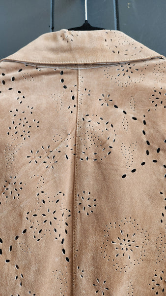 Coldwater Creek Suede Tan Vest with Cut outs