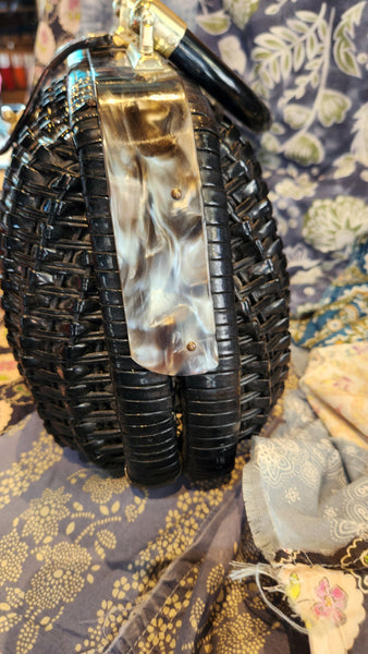 Vintage Black Wicker Purse
