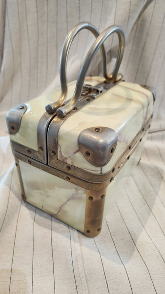 Vintage Lisette  Marble Print Train Case Purse