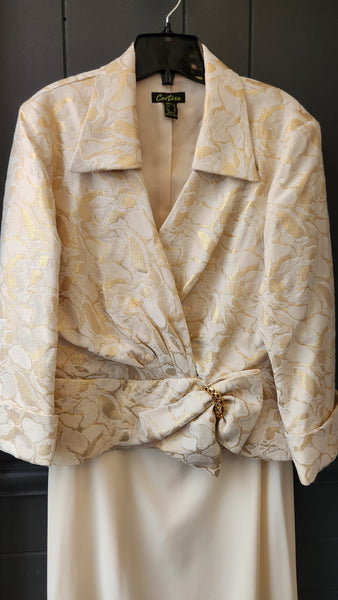 Cartise 2 Piece Ivory Top/Blazer and Long Ivory Skirt