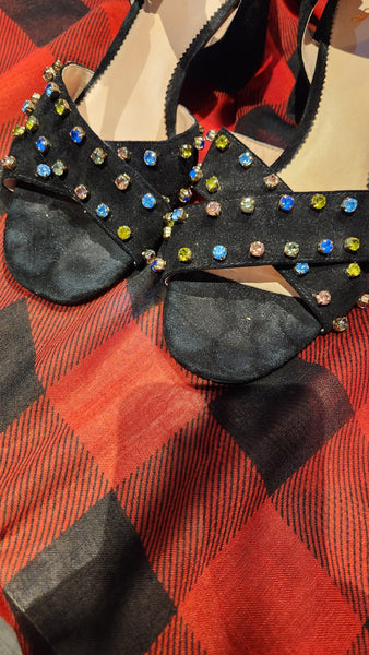 J CREW Suede Sandals Jewel Embellished