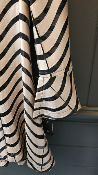 IC Shiny Taupe and Mesh Black Striped Blazer