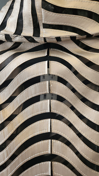 IC Shiny Taupe and Mesh Black Striped Blazer