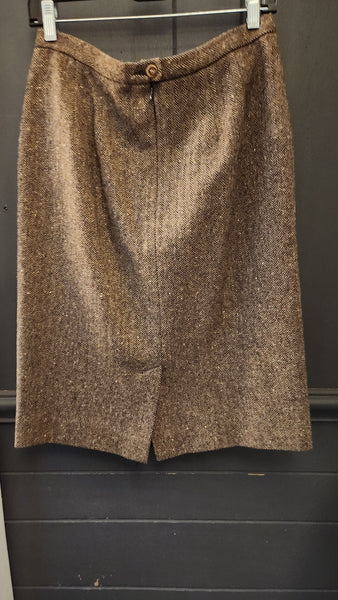 Pendleton Brown Wool Herringbone Skirt