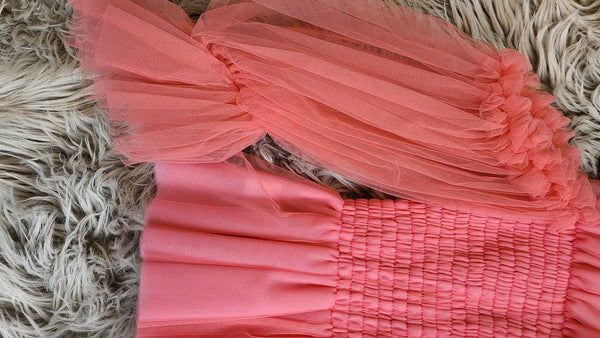 Bfasha Smocked Tulle Coral/Pink color