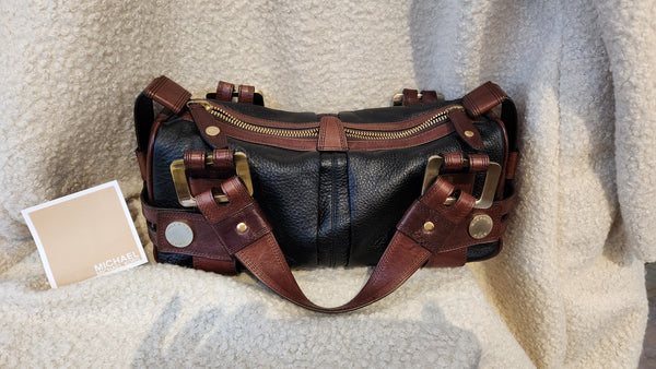 Michael Kors Black And Brown Leather Satchel Purse