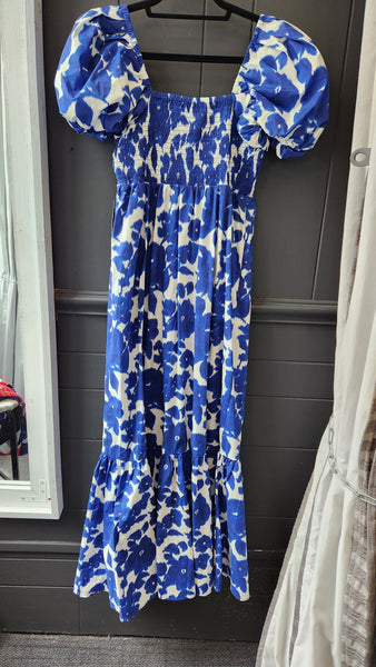 Tuckernuck Blue and White Floral Smocked Maxi Dress