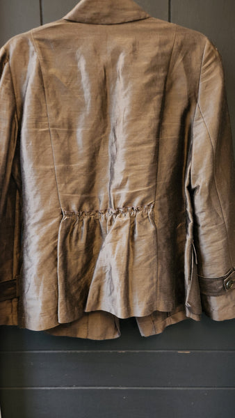 Lafayette 148 Metallic Bronze Rayon Silk Blazer