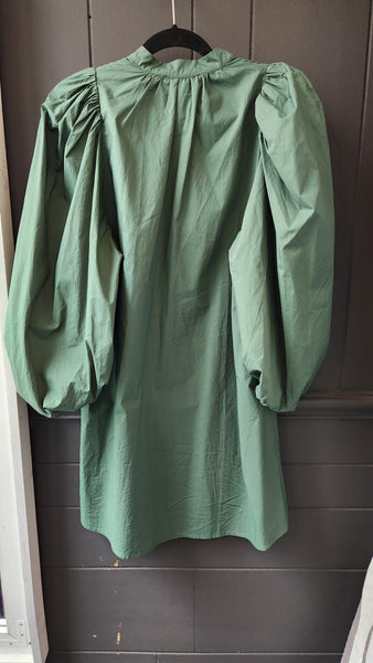 Pomander Place Emerald Green Puff Sleeve Dress