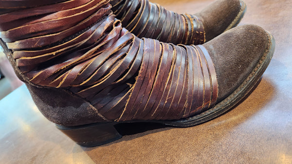 Freebird Leather Boots with Laser Cut Stripes of Leather