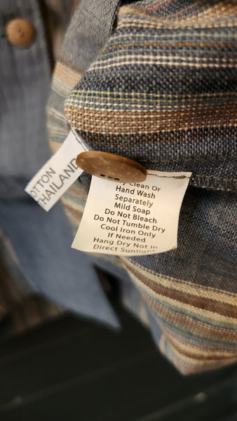 Yasuko Kurisaka Handwoven Blue Stripe Blazer Top