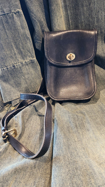 Vintage Coach Black Leather Crossbody