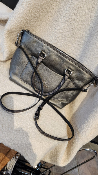 Coach Metallic Gray/ Silver  Leather EMMA Bag