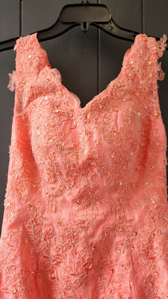 Sleeveless Lace and Bead Gown