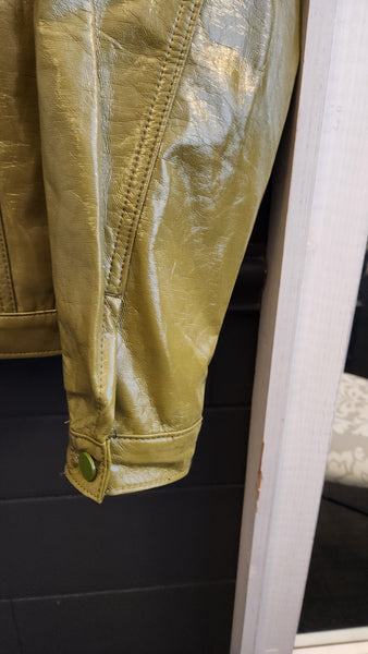 Princess Polly Olive Green Patent  Leather Jacket
