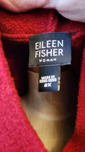 Eileen Fisher Red Wool Coat