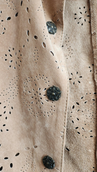 Coldwater Creek Suede Tan Vest with Cut outs