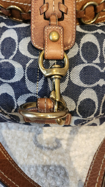 Coach Limited Edition Vachetta Vintage Denim and Brown Leather Purse