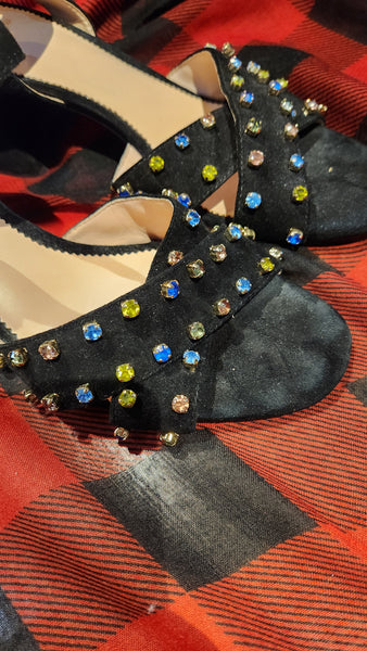 J CREW Suede Sandals Jewel Embellished