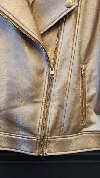 Clara Sun Woo Faux Gold Motorcycle Jacket