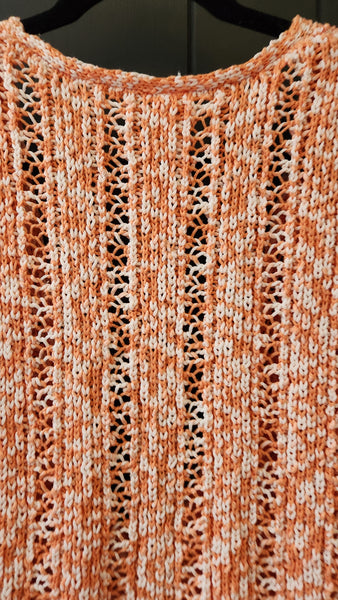 Free People Orange and White Crocheted Cardigan Sweater