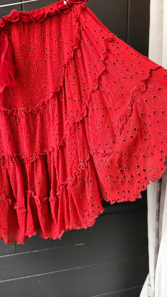 Jean Paul Gaultier Deep Red Eyelet Skirt