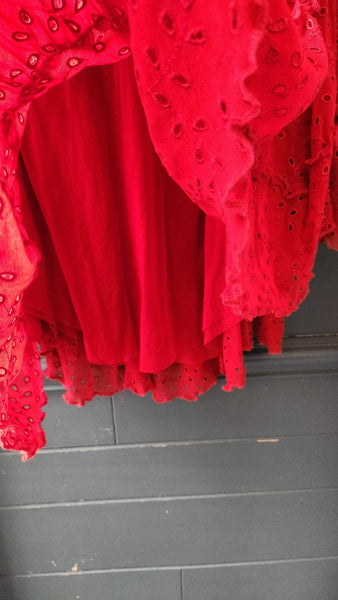 Jean Paul Gaultier Deep Red Eyelet Skirt