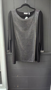 Susan Graver Two Tone Silver and Black Top