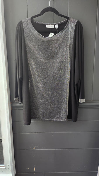 Susan Graver Two Tone Silver and Black Top