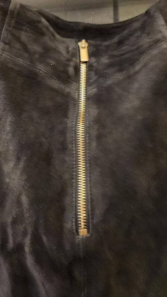 Intermix Black Suede Mini Skirt with gold Buttons